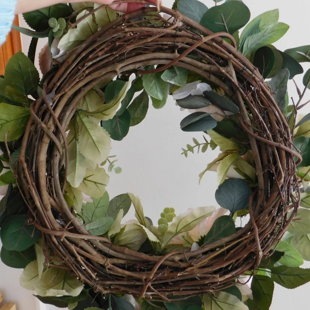 Handmade Cabbage Roses Wreath for Front Door Spring and Summer Housewarming Gift
